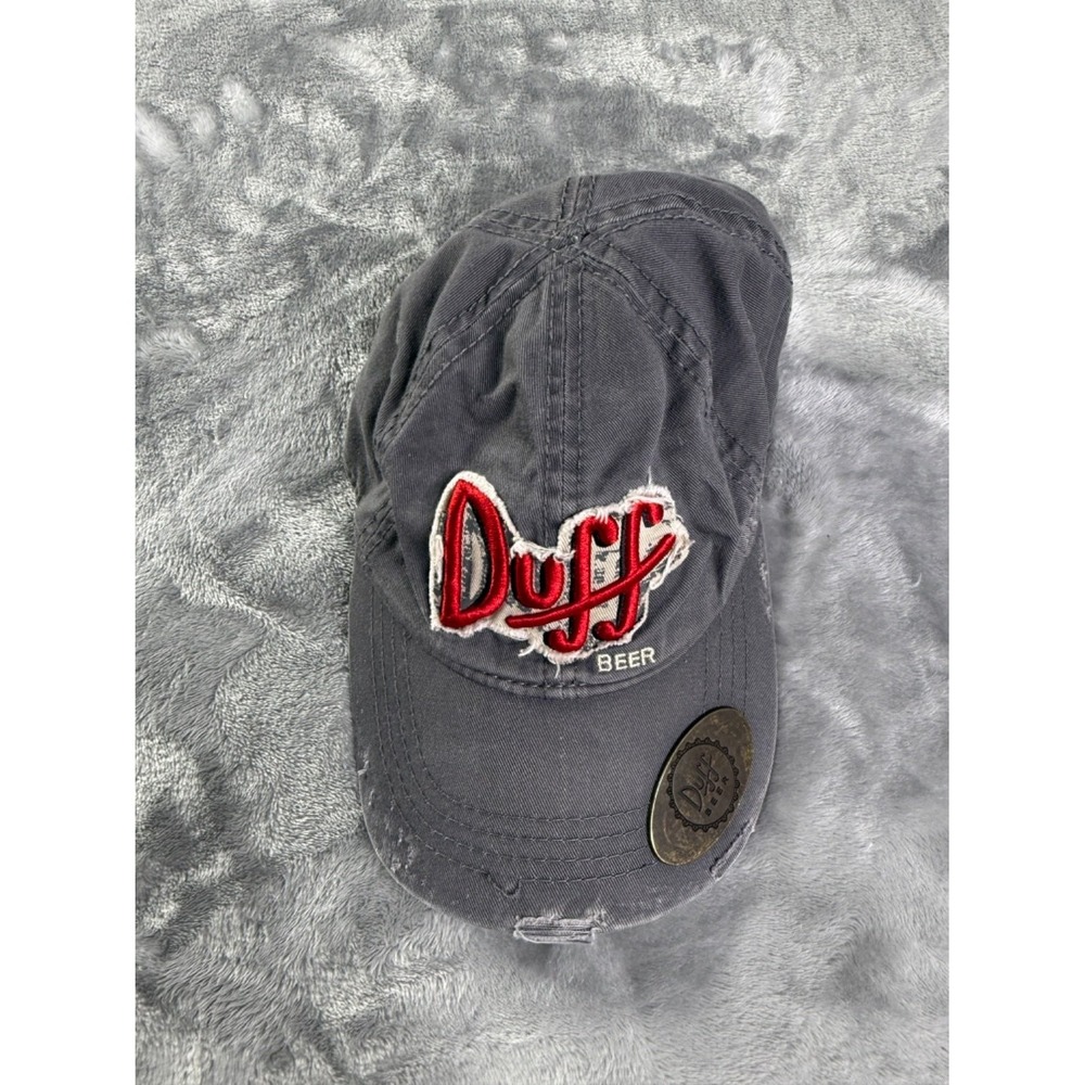 Universal Studios The Simpsons Duff Beer Hat Bottle Opener Distressed Gray Cap